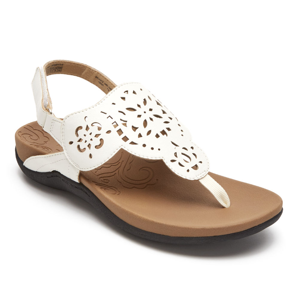 Rockport Sandaler Dame Hvite - Ridge Circle Cutout Thong - YIHO48062